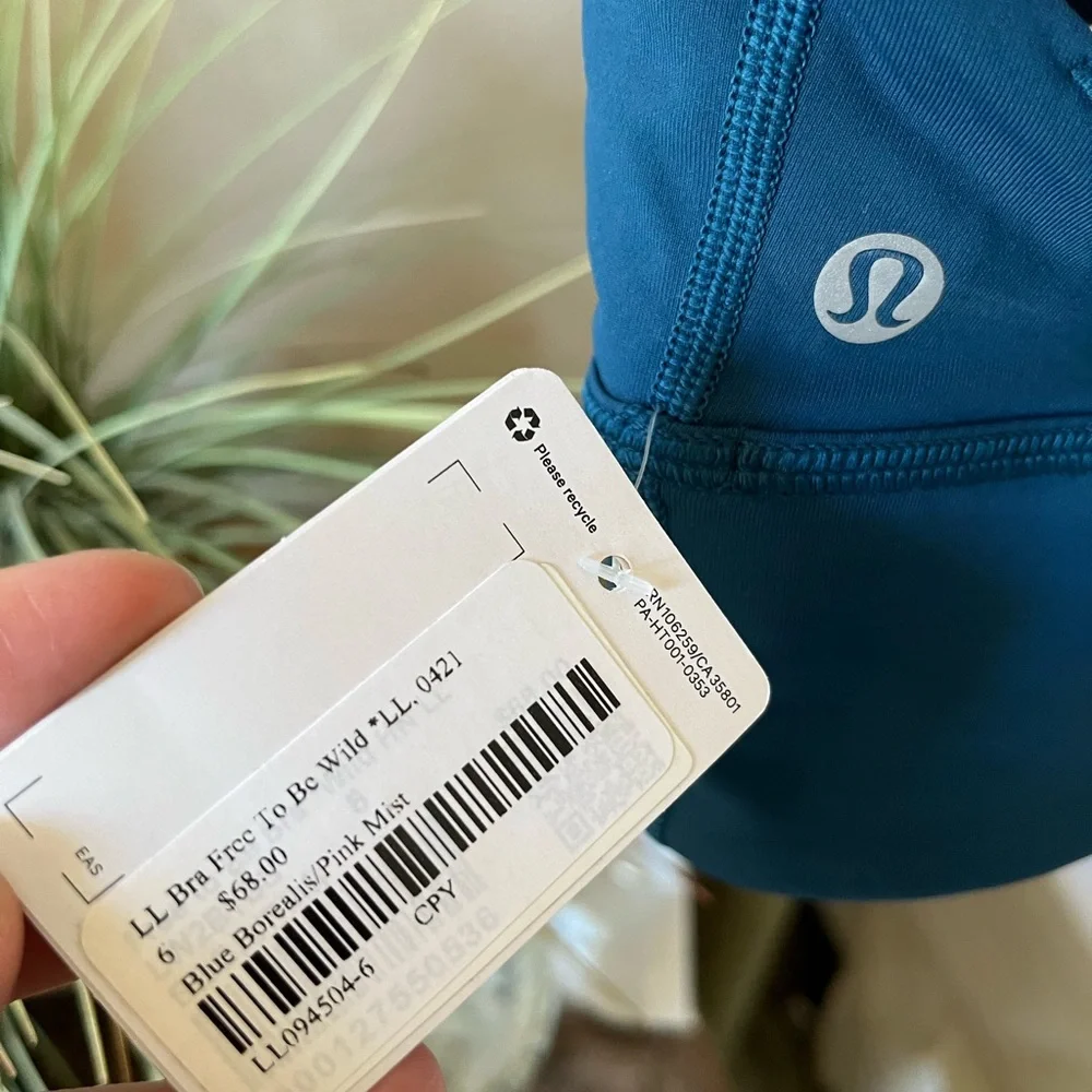 NEW Lululemon Bra Free To Be Wild β’ size 6 β’ Color: Blue Borealis/Pink Mist - Picture 3 of 5